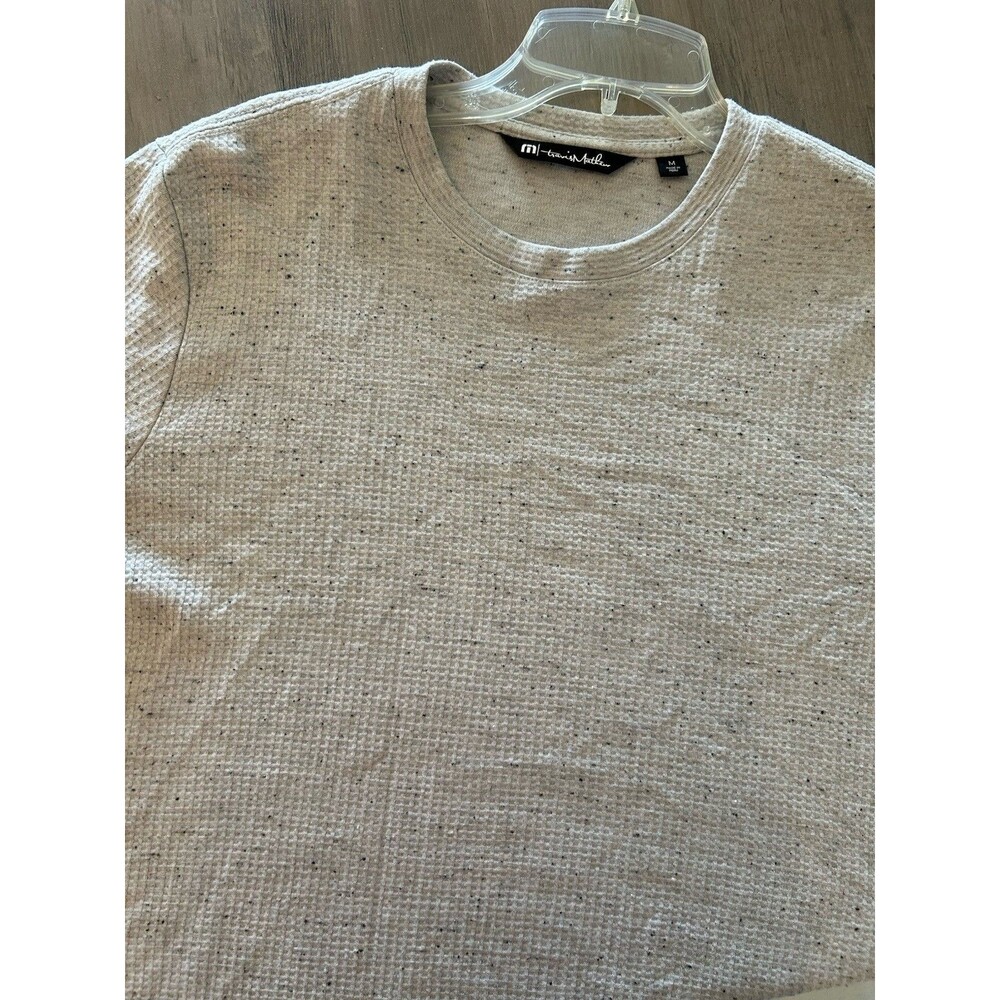 $129 Travis Mathew Cloud Waffle Crew Heather Light Grey Nubby Nep Size M